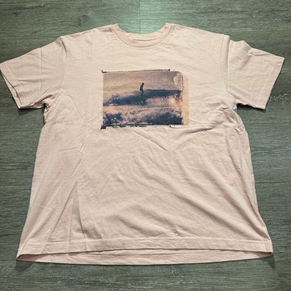 GAP T.Campbell Shirt Adult XL Pink Surf Surfer Art Graphic Ocean‎ Tee Organic